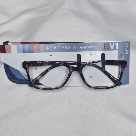 New EV1 Ellen DeGeneres Maise Purple Tortoise +1.75 Readers Reading Glasses Case - Picture 1 of 16